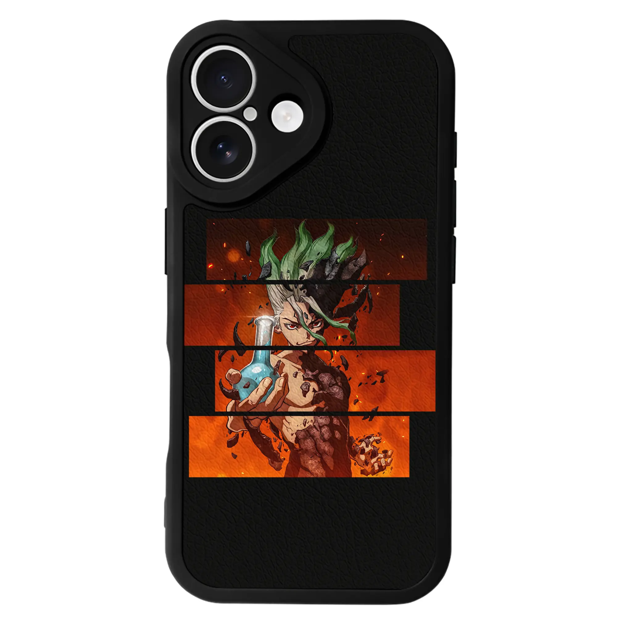 ドクターストーン グッズ,石神千空 - IPhone 16シリーズ対応 ・ シリコンスマホケース ・ レザー調 ・ 高精度フィット ・ 耐衝撃 ・ ワイヤレス充電対応 ・ 精密カット